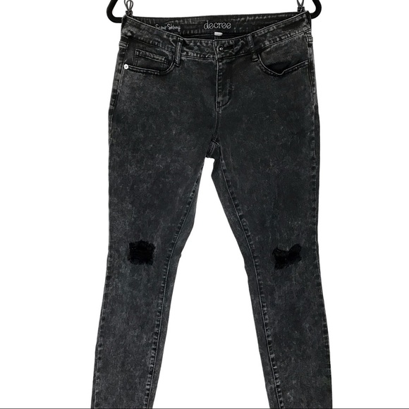 Super Skinny Decree Jeans Juniors Size 9 Black Distressed‎ - Picture 1 of 8